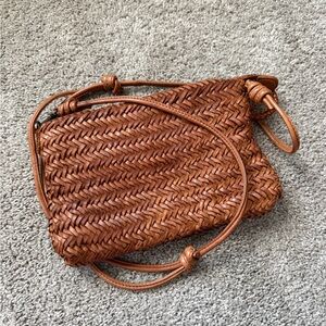 Woven Tan Shoulder / Crossbody Bag by Latico Leathers